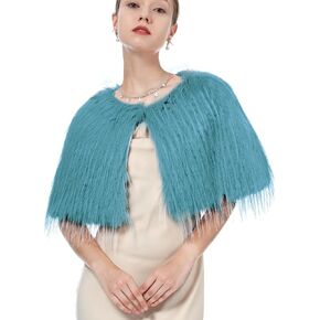 Women Winter Faux Fur Wraps Shawls Warm Cape for Party Wedding