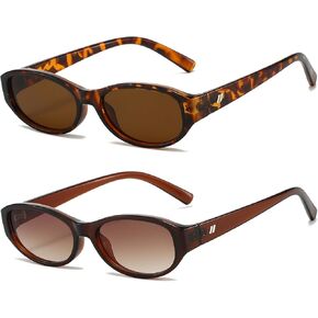 Retro Oval Sunglasses for Women Trendy Cute Womens Small Oval Sunglasses 90s Narrow Cat Eye Shades