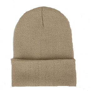 CANCA mens Cuff Warm Winter Knit Plain Skull Beanie Toboggan Cap, Beige, Medium