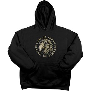 Kerusso, Faith Message, King Of Kings, Mens Adult, Black, Gold Tone, Comfortable Cotton, Hooded Sweatshirt Lion Of Judah