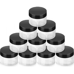 4oz Plastic Jars Container with Lids, 10 Pack BPA Free Refillable Cosmetic Jars with Lids Clear Round Small Container for Lotion, Cream, Powders, Makeup, Slime, Honey Jam, Bath Salts, Black
