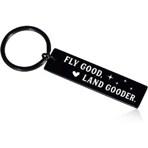 Pilot Gifts for Men - Stocking Stuffers for Women Men Fly Safe Keychain, Aviation Keychain for Pilots Christmas Birthday Valentines Day Gifts for Boyfriend Husband Fly Good Land Gooder Key Chains