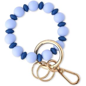 Junyuerly Wristlet Keychain Silicone Beaded Key Ring Bracelet for Women Elastic Bangle Key Chain Holder