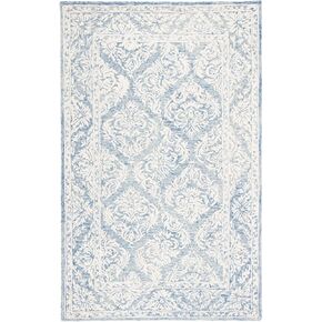سجادة منطقة SAFAVIEH Metro Collection - 8 × 10 بوصة، أزرق وعاجي، صوف مصنوع يدويًا، مثالية للمناطق ذات حركة المرور العالية في غرفة المعيشة وغرفة النوم (MET865M)