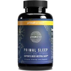 Primal Harvest 2 Pack, Primal Sleep, 60 Capsules with Valerian Root, L-Tryptophan, GABA, Chamomile, and Melatonin 3mg