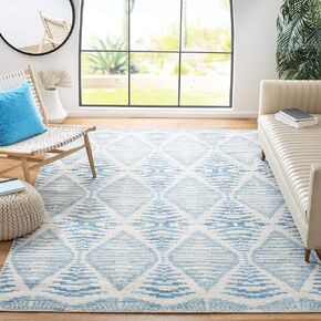 SAFAVIEH Kenya Collection Area Rug - 9' x 12', Grey & Ivory, Hand-Knotted Tribal Wool, Ideal for High Traffic Areas in Living Room, Bedroom (KNY175F)