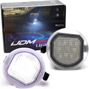 iJDMTOY White 18-SMD Full LED Under Side Mirror Puddle Lights Compatible with Chevrolet Silverado Suburban/Tahoe, GMC Sierra Yukon, Cadillac Escalade, etc