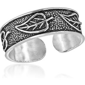 AeraVida Nature-Inspired Leaf Pattern Adjustable Band .925 Sterling Silver Toe Ring | Toe Rings for Women Sterling Silver | Sterling Silver Adjustable Toe Ring | Unisex Toe Ring | Silver Jewelry | Vintage Jewelry