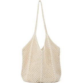 Crochet Tote Bag for Women Mesh Beach Shoulder Handbag Knit Summer Hobo Vacation Bag