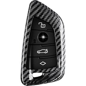 Key Fob Cover Compatible with BMW Glass Fiber Key Fob Case Protector Compatible with BMW 2 Series 4 Series i4 M2 X4M 2023 2024 (Silver Black)