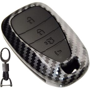 2-Layers Hybrid Carbon Key Fob Cover Protector for Chevrolet Camaro Malibu Impala Equinox Blazer Bolt Cruze Sonic Spark Trailblazer Traverse Trax Volt