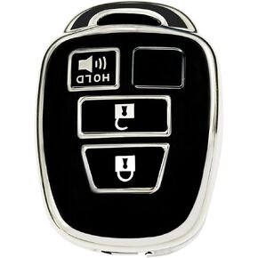 غطاء مفتاح Fob، غطاء مفتاح Fob ذو 3 أزرار متوافق مع Toyota 4Runner Tacoma Tundra Corolla Cross، غطاء مفتاح حماية كامل من مادة TPU (أسود فضي)