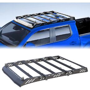 A01 Roof Rack for 2024+Tacoma Double Cab/Crew Cab with 4 Full Size Doors, Black Roof Cargo Storage Rack Luggage Carrier,Side Tent Brackets and Handles,Textured Black Powder,No Drilling