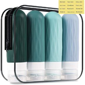 Travel Bottles for Toiletries, TSA Approved Travel Size Containers, 3oz Travel Size Toiletries Bottles, Leakproof & Refillable Silicone Travel Bottles for Shampoo Conditioner (Grey)