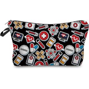 Black Medical Supply Cosmetic Bag for Women Cute Makeup Bag for Purse Travel Toiletry Zipper Pouch for Girls Women Gifts Black Medical Supply Makeup Bag for Her