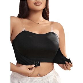 SHENHE Women's Plus Size Front Closure Wireless Bra Full Coverage Non Padded Bralette with Clear Straps