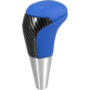 Automatic Transmission Gear Shift Knob Carbon Fiber Pattern for Toyota Yaris R 2016 2018 Unpunched Faux Leather Blue