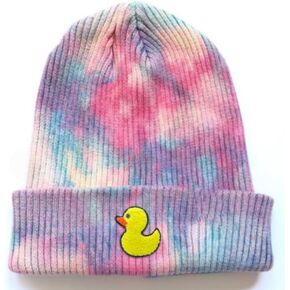 Jeep Tie-Dye Flip Knit Cold Weather Hat with Classic Duck Logo, One Size Multicolor