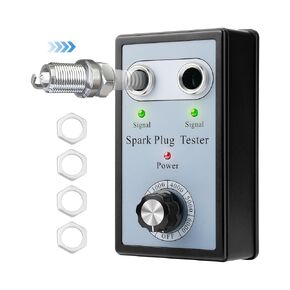 Spark Plug Tester, 110V Automotive Engine Ignition Plug Analyzer for 12mm Spark Plugs, Simulates Engine 0-6000 RPM to Test Ignition Coils, Dual Holes Spark Tester for 12V Gasoline Engine