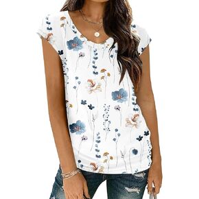 Zeagoo Womens Tops Cap Sleeve T Shirts V Neck Basic Tees Tops Lightweight Casual Summer Fashion Trendy Outfits Clothes