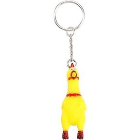 Shrilling Screaming Chicken Keychain, Mini Rubber Squeeze Screaming Chicken, Gags and Practical Joke Pendant Keychain Novelty for Bags Keychains