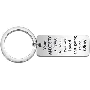 Detailed Your Anxiety is Lying to You Keychain Motivational Key Ring Mental Illness Support Gift