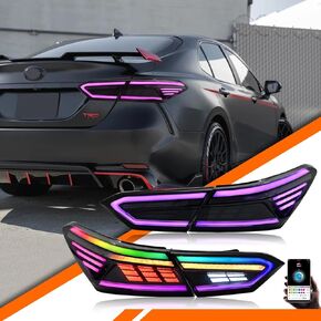 RGB LED Tail Lights for Toyota Camry SE LE XSE XLE TRD 2018 2019 2020 2021 2022 2023 Taillight Assembly with RGB DRL/Sequential Turn Signal/Passenger & Driver Side Rear Lamp
