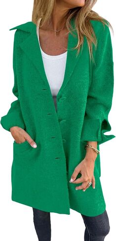 Saodimallsu Womens Long Cardigan Sweaters Oversized Chunky Knit Lapel Button Long Sleeve Sweater Jacket Coats in Saudi Arabia