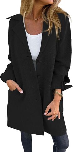 Saodimallsu Womens Long Cardigan Sweaters Oversized Chunky Knit Lapel Button Long Sleeve Sweater Jacket Coats in Saudi Arabia