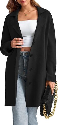 Saodimallsu Womens Long Cardigan Sweaters Oversized Chunky Knit Lapel Button Long Sleeve Sweater Jacket Coats in Saudi Arabia