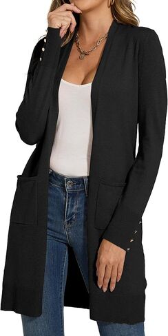 Spicy Sandia Women's Long Dressy Cardigan Sweaters with Pockets Lightweight Duster Coat in Kuwait