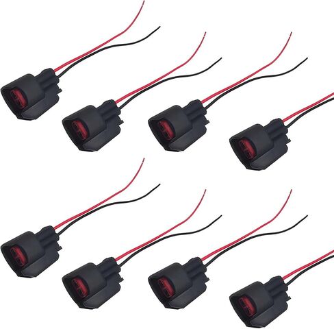 8 قطع من قابس حاقن وقود السيارة، موصل مقبس حزام EV6، استبدال حاقن الوقود المقاوم للماء ومثبط اللهب، متوافق مع بويك كاديلاك شيفروليه كرايسلر دودج فورد (أسود) in Kuwait