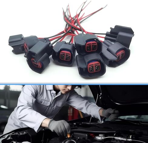 8 قطع من قابس حاقن وقود السيارة، موصل مقبس حزام EV6، استبدال حاقن الوقود المقاوم للماء ومثبط اللهب، متوافق مع بويك كاديلاك شيفروليه كرايسلر دودج فورد (أسود) in Kuwait