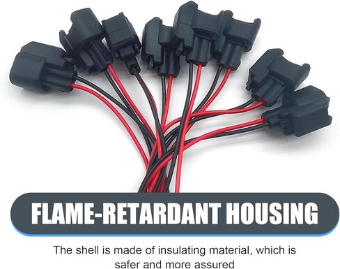 8 قطع من قابس حاقن وقود السيارة، موصل مقبس حزام EV6، استبدال حاقن الوقود المقاوم للماء ومثبط اللهب، متوافق مع بويك كاديلاك شيفروليه كرايسلر دودج فورد (أسود) in Kuwait