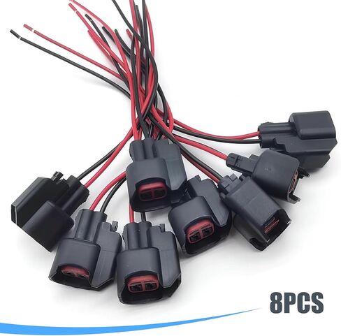 8 قطع من قابس حاقن وقود السيارة، موصل مقبس حزام EV6، استبدال حاقن الوقود المقاوم للماء ومثبط اللهب، متوافق مع بويك كاديلاك شيفروليه كرايسلر دودج فورد (أسود) in Kuwait