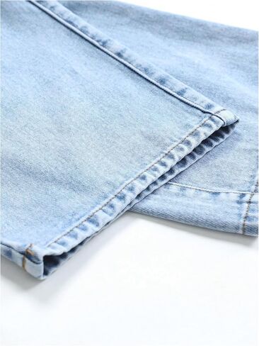 WDIRARA Girl's High Waisted Cargo Denim Pants Casual Wide Leg Jeans with Pockets in Kuwait