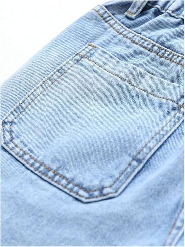 WDIRARA Girl's High Waisted Cargo Denim Pants Casual Wide Leg Jeans with Pockets in Kuwait