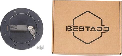 BESTAOO Aluminium Fuel Filler Door Cover for 2007-2017 Jeep Wrangler JK & Unlimited Sport Rubicon Sahara, Locking Gas Tank Cap Cover for 5th Wheel Toy Hauler Fuel Station - Star in Saudi Arabia