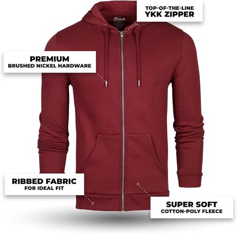 Fresh Clean Threads Pullover Full Zip Hoodies for Men - Pre Shrunk Soft Fitted Premium Classic Fit - Cotton Poly Mens Hoodie in Saudi Arabia