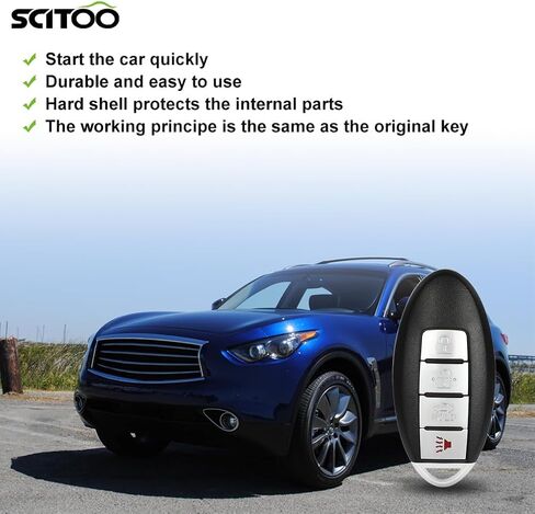 SCITOO 1 PC Key Fob Shell Case Keyless Entry Remote Control Fits 2010-2012 for Infiniti FX35 2013 for Infiniti FX37 2007-2012 for Nissan Altima 09-14 for Nissan Maxima (FCC KR55WK48903) 4 Buttons in Saudi Arabia