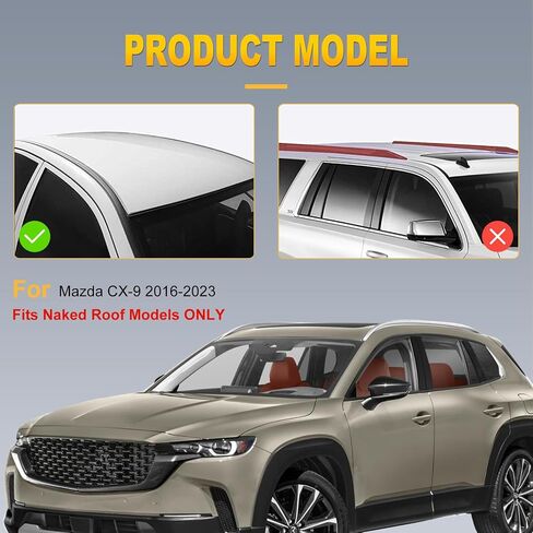 OCPTY Roof Rack Side Rails For Mazda CX-9 2016-2023 Luggage Racks Rooftop Cargo Carrier Bag Luggage Kayak Canoe Bike Snowboard Skiboard in Saudi Arabia