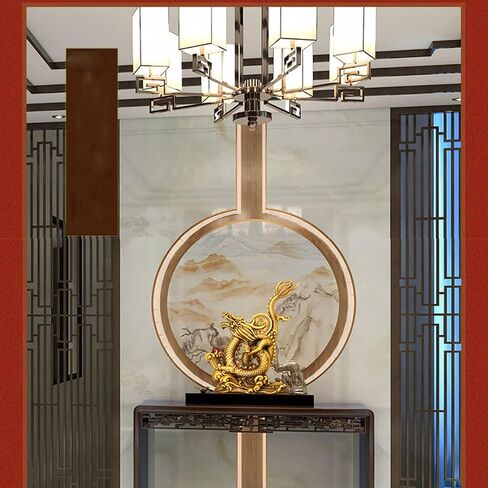 Dragon Statue Chinese Feng Shui Dragon Figurines Home Office Decor Ornaments Brass Dragon Sculpture for Wealth Luck Success with Chinese Coins Lucky Knot in Saudi Arabia
