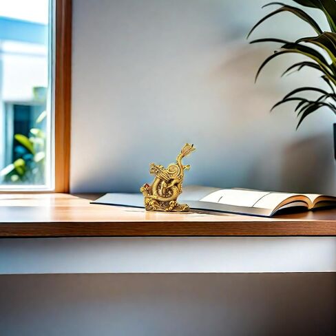 Dragon Statue Chinese Feng Shui Dragon Figurines Home Office Decor Ornaments Brass Dragon Sculpture for Wealth Luck Success with Chinese Coins Lucky Knot in Saudi Arabia