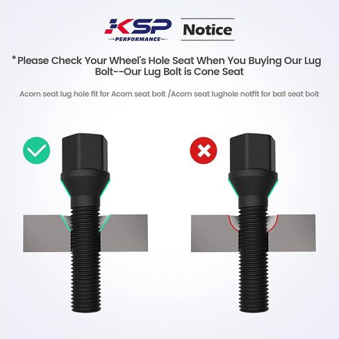 KSP M14x1.25 Lug Bolts for I3 I8 M2 M4 F80 X2 X4 X6, Conical Seat Extended 40mm Shank HEX 17mm Black Dacromet Studs Compatible with BMW, Package of 5PCS in Kuwait