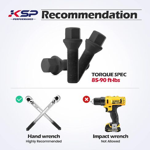 KSP M14x1.25 Lug Bolts for I3 I8 M2 M4 F80 X2 X4 X6, Conical Seat Extended 40mm Shank HEX 17mm Black Dacromet Studs Compatible with BMW, Package of 5PCS in Kuwait