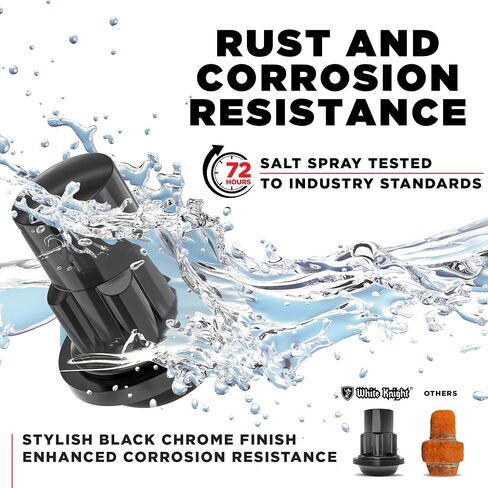 White Knight 40700SRAM Chrome M12x1.50 Thread Size Radius Seat w/Washer Socket Type Wheel Locks, 4 Pack in Saudi Arabia