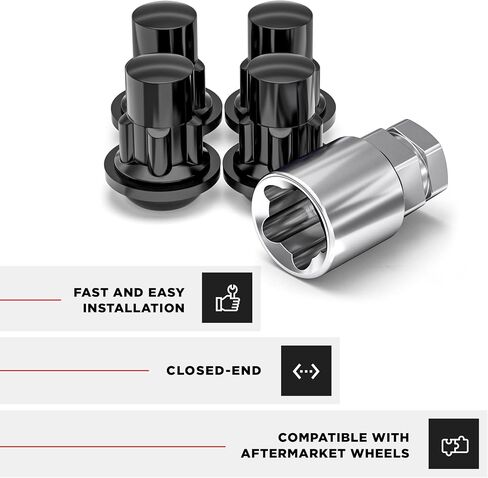 White Knight 40700SRAM Chrome M12x1.50 Thread Size Radius Seat w/Washer Socket Type Wheel Locks, 4 Pack in Saudi Arabia