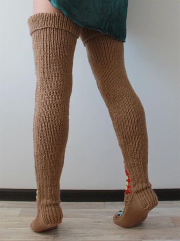 Crochet Socks for Women Y2k Granny Square Over Knee High Stockings Warm Chunky Knitted Long Leg Warmers Boot Socks in Kuwait