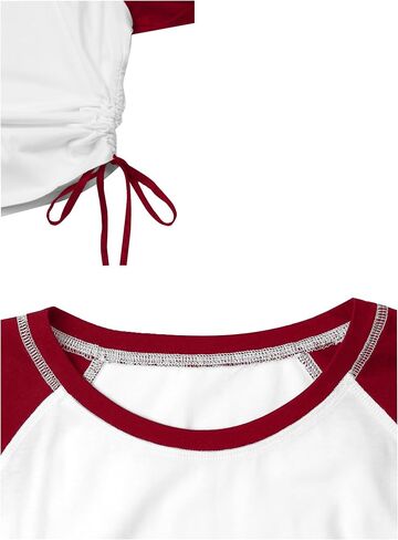 Avanova Women Raglan Long Sleeve Ruched Side Tee Shirt Color Block Crewneck Casual Top in Saudi Arabia