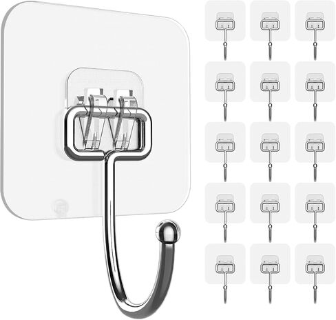 Large Adhesive Hooks 22Ib(Max), Waterproof and Rustproof Wall Hooks for Hanging Heavy Duty, Stainless Steel Towel and Coats Hooks to use Inside Kitchen, Bathroom, Home and Office, 8Pack in Saudi Arabia